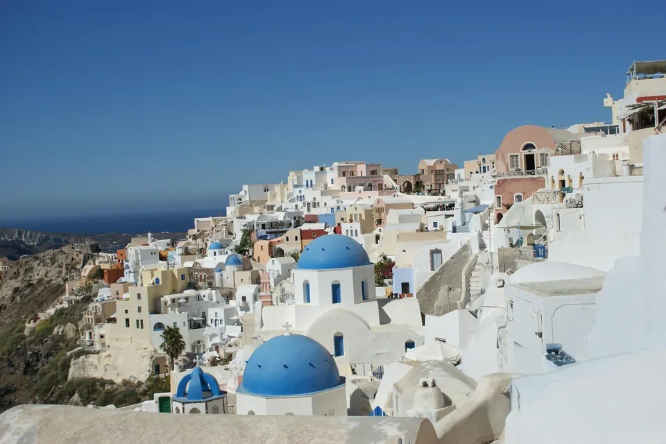 After: the same Santorini view without the tourists